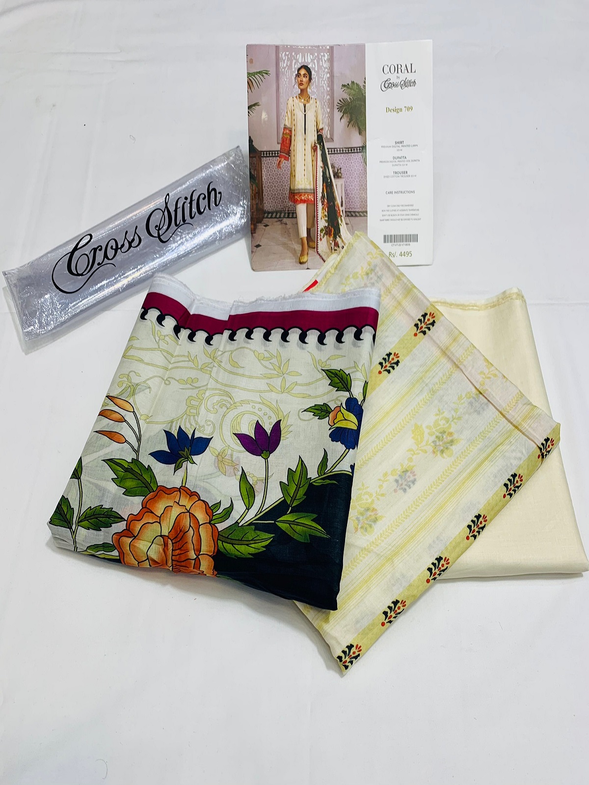 CS Cream Color Lawn 3 Piece Unstitched