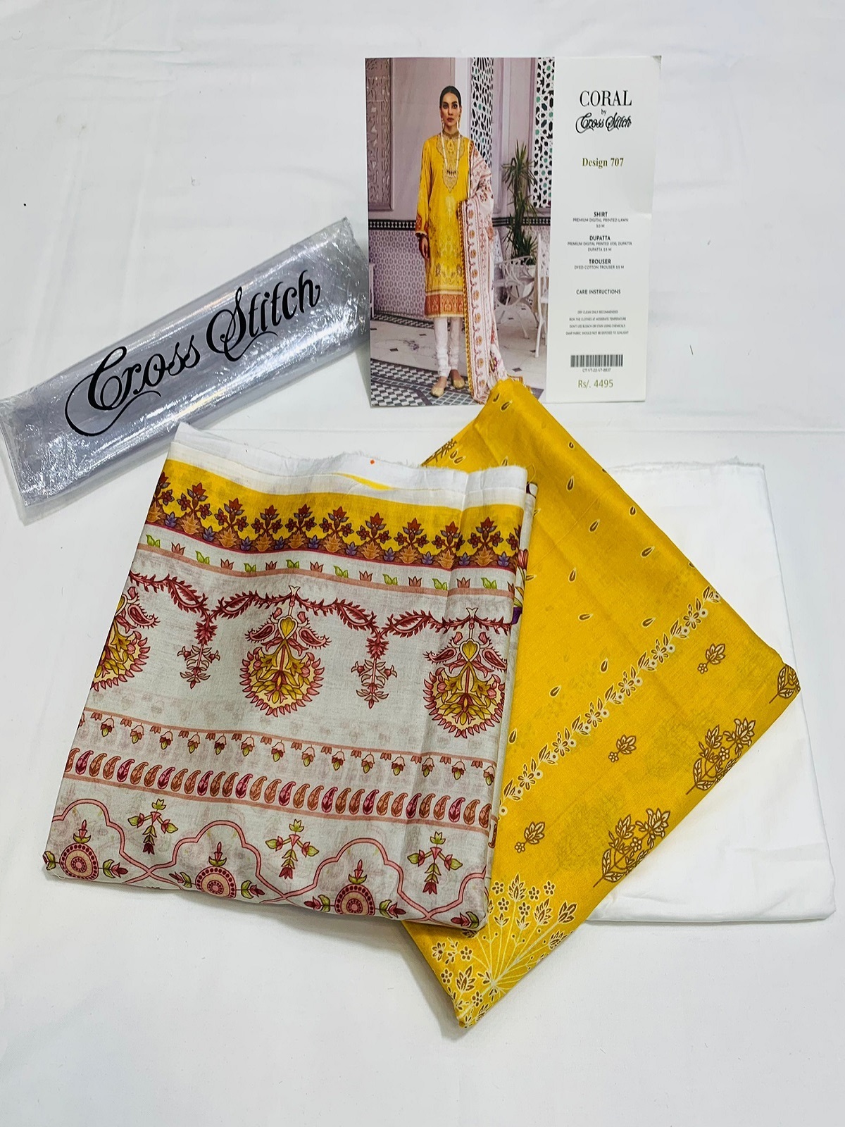 CS Mustard Lawn 3 Piece Unstitched