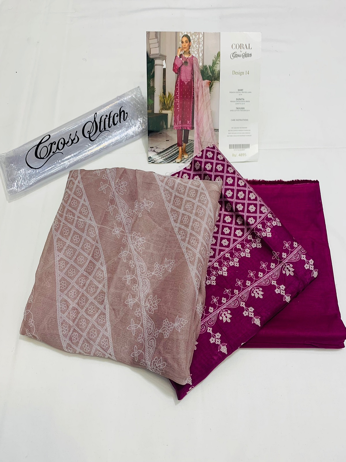 CS Dark Pink Lawn 3 Piece Unstitched