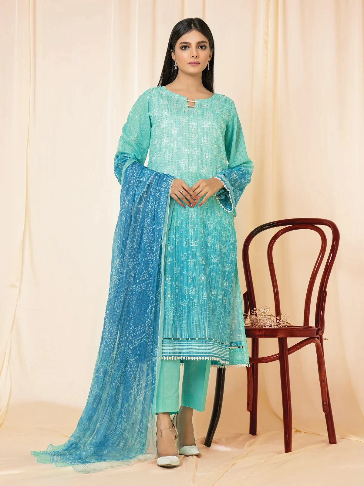 ER Sea Green Printed Lawn 2 Piece Unstitched