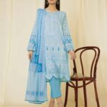 ER Light Blue Printed Lawn 3 Piece Unstitched