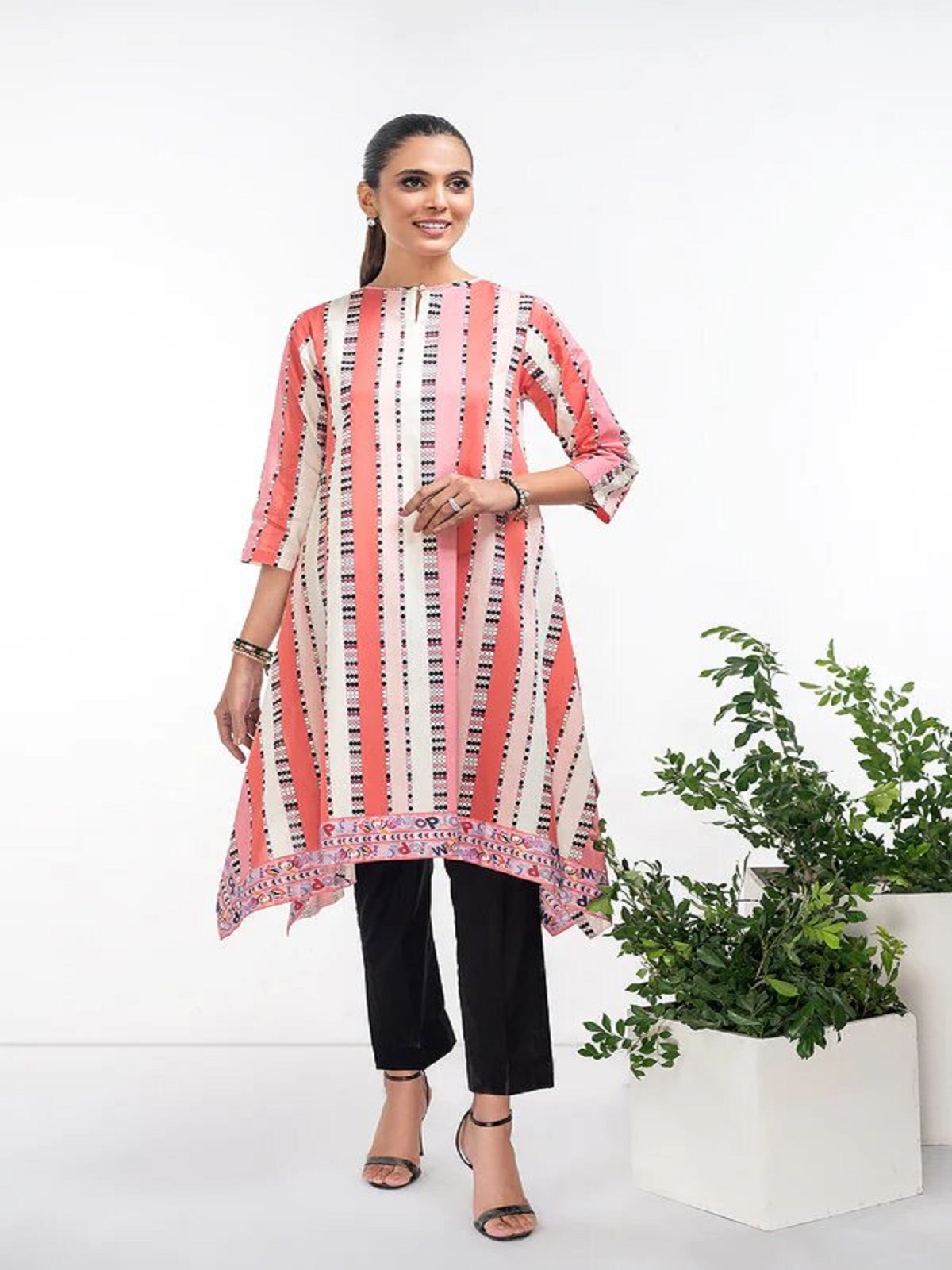 NL Pink Lawn Trendy loose Stitched Shirt