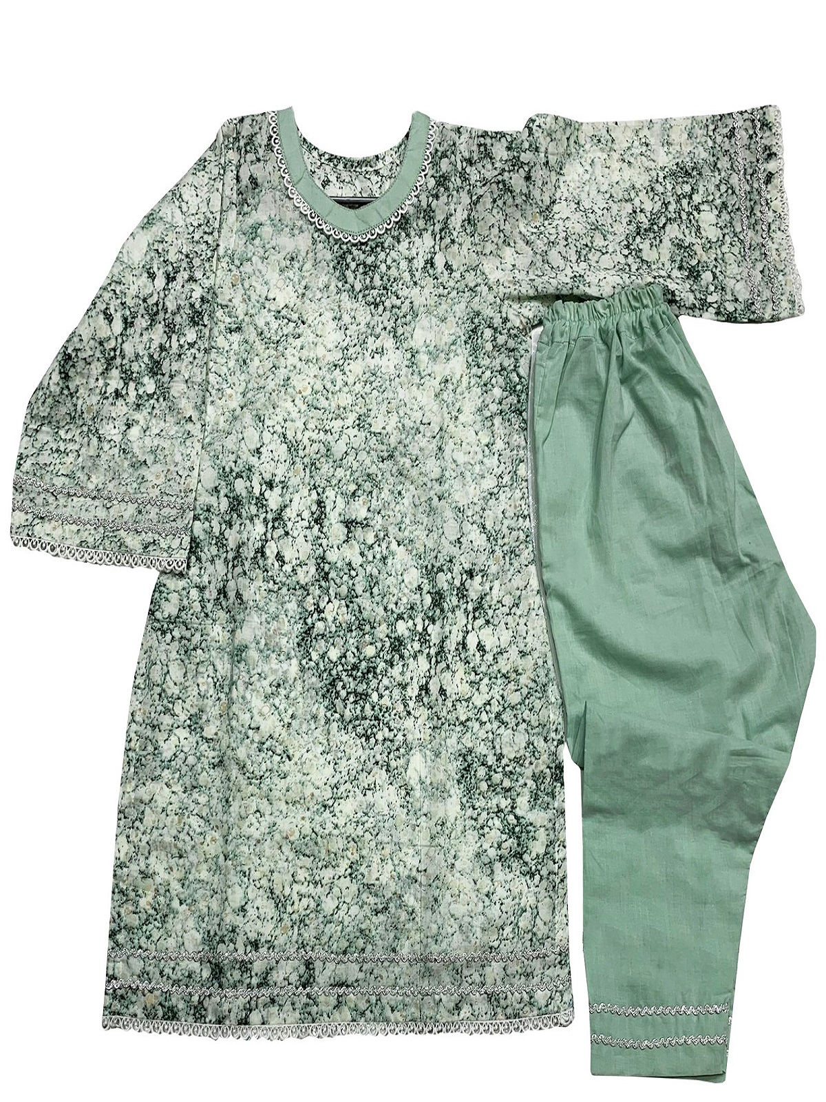 ZZC Green Lawn Stitched Shirt and Trouser