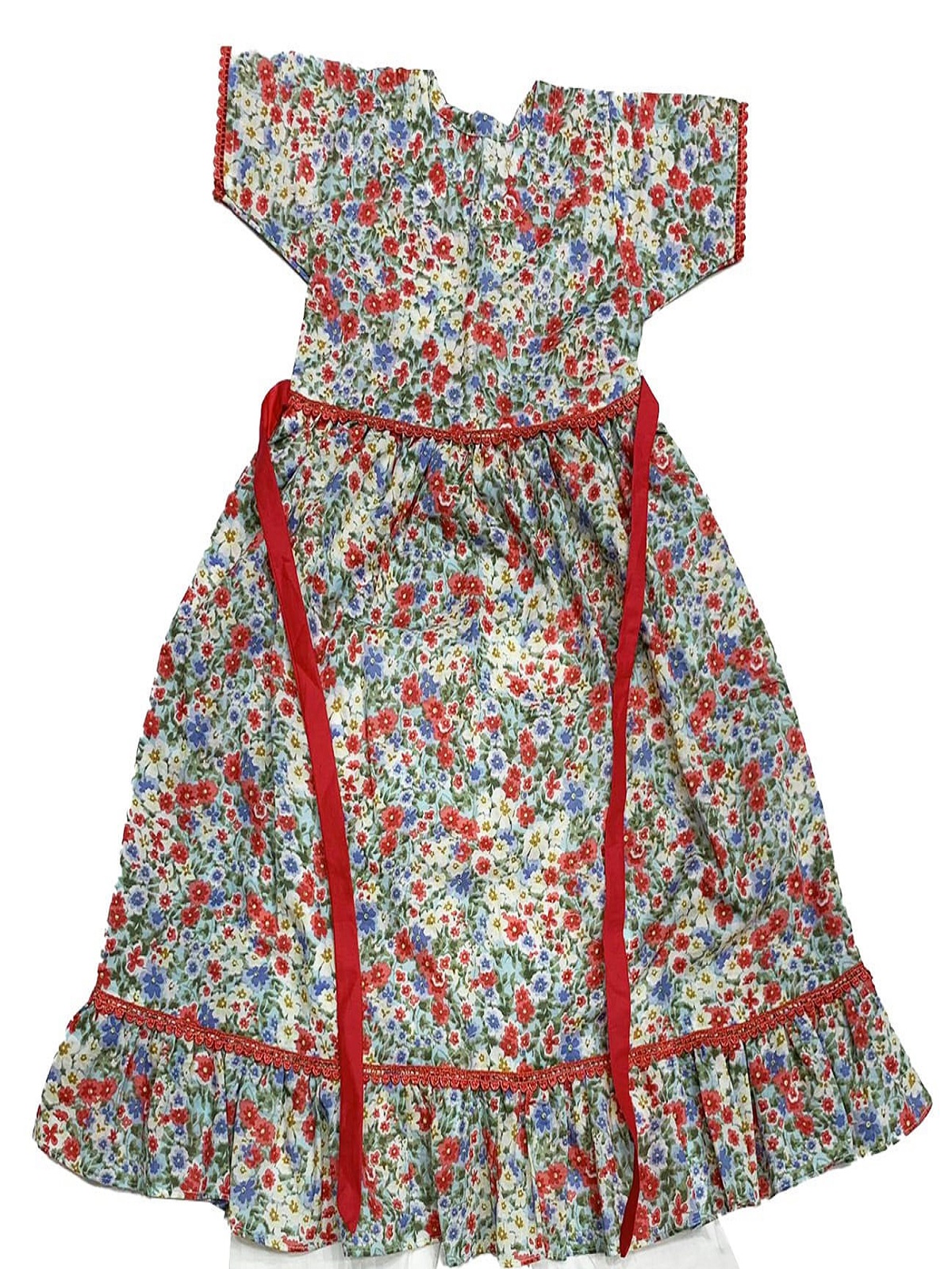 ZZC Printed Red Lawn Stitched Frock